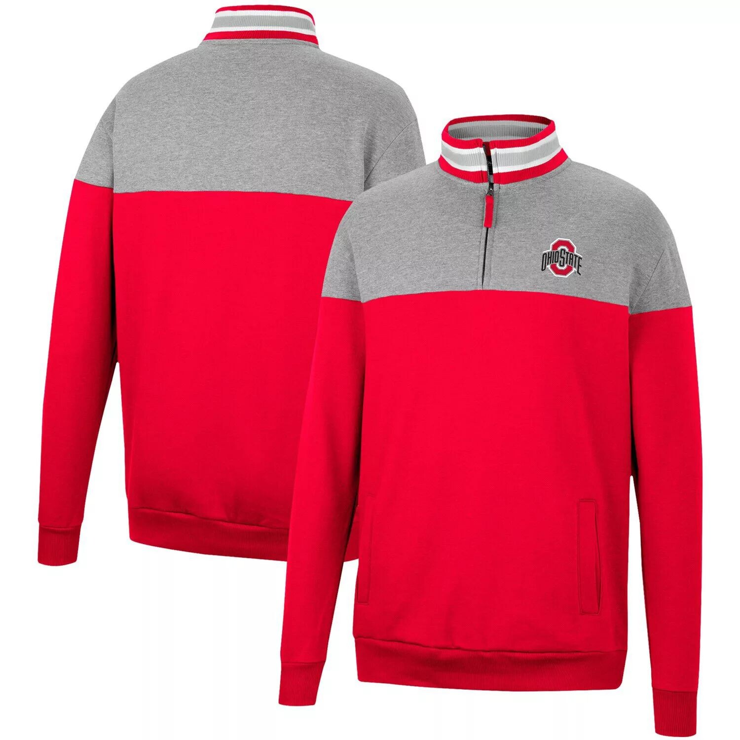 

Мужской топ Scarlet/Heather Grey Ohio State Buckeyes Be the Ball с молнией на четверть Colosseum
