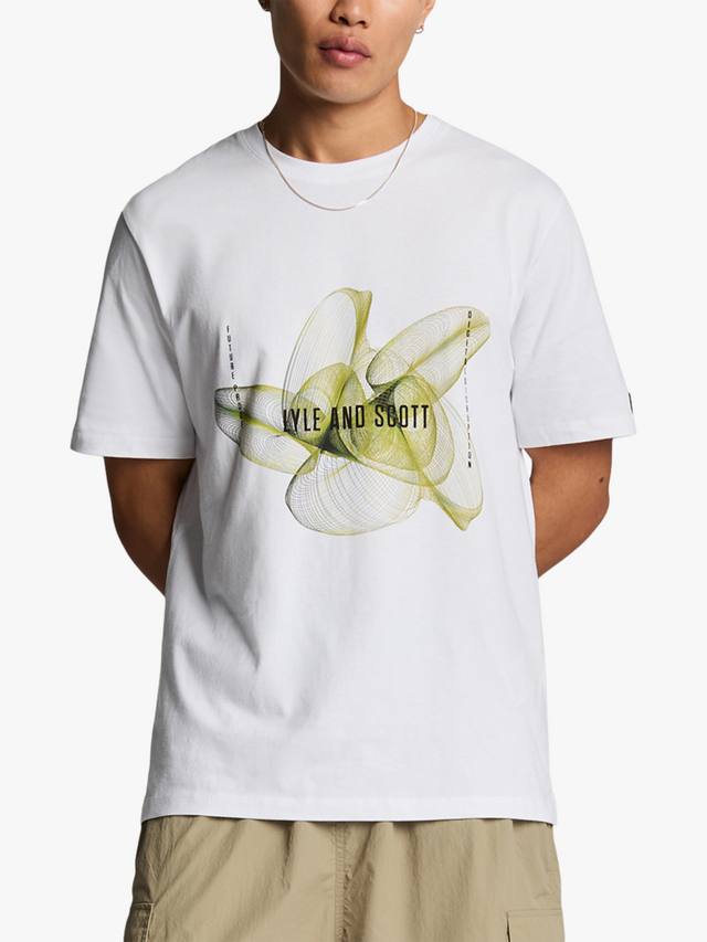 

Хлопчатобумажная футболка регулярного кроя с коротким рукавом 3d line graphic t-shirt Lyle & Scott, цвет White/Smoke Green