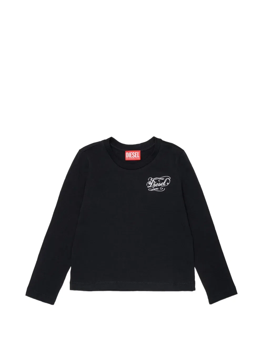 Футболка с длинным рукавом и принтом логотипа Diesel Kids, черный