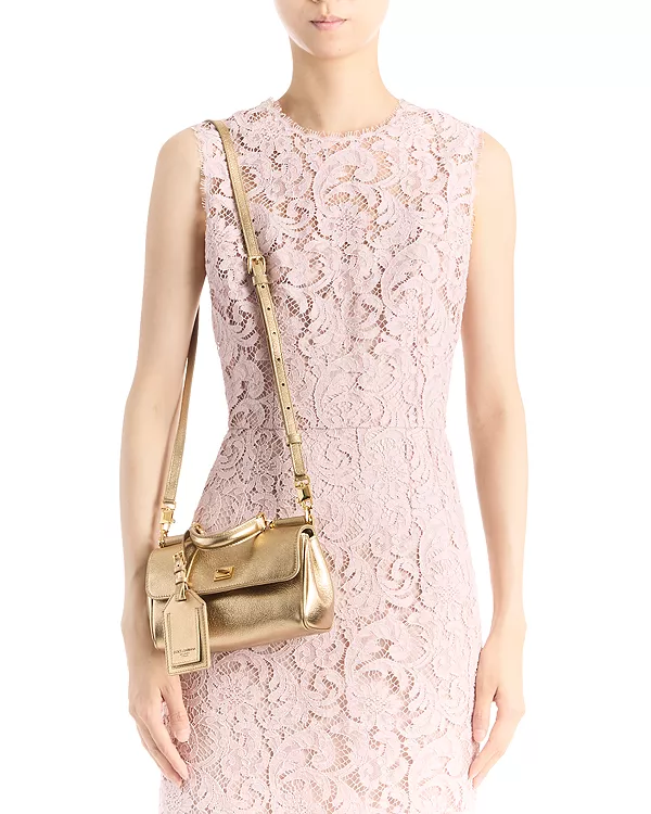 Сумка с верхней ручкой из металлизированной кожи Dolce & Gabbana, золотой — фото 2