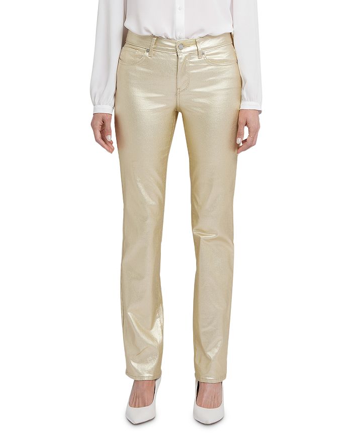 

Джинсы Marilyn Straight Leg с золотым покрытием NYDJ, золотой