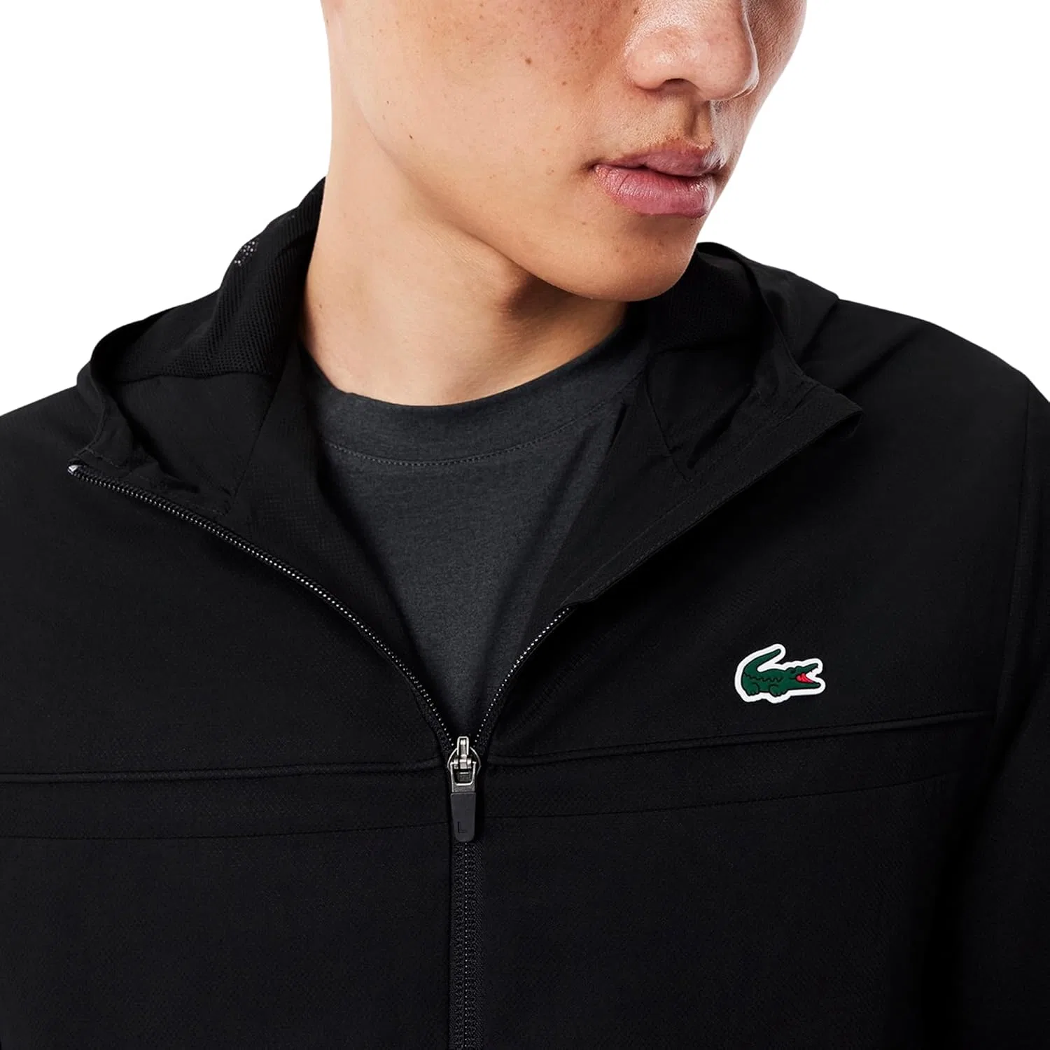 Легкая мужская куртка Lacoste на молнии, черный/черный/черный — фото 3