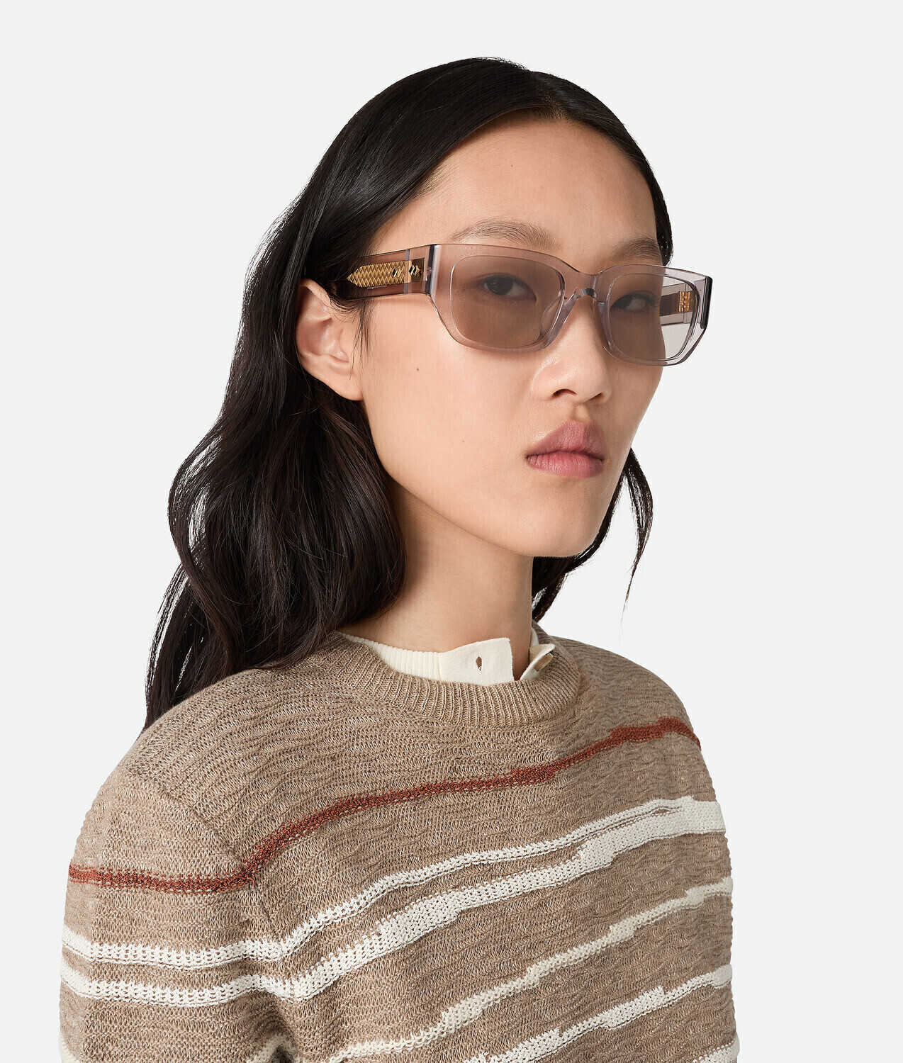 Intrecciato square sunglasses BOTTEGA VENETA, серый — фото 2