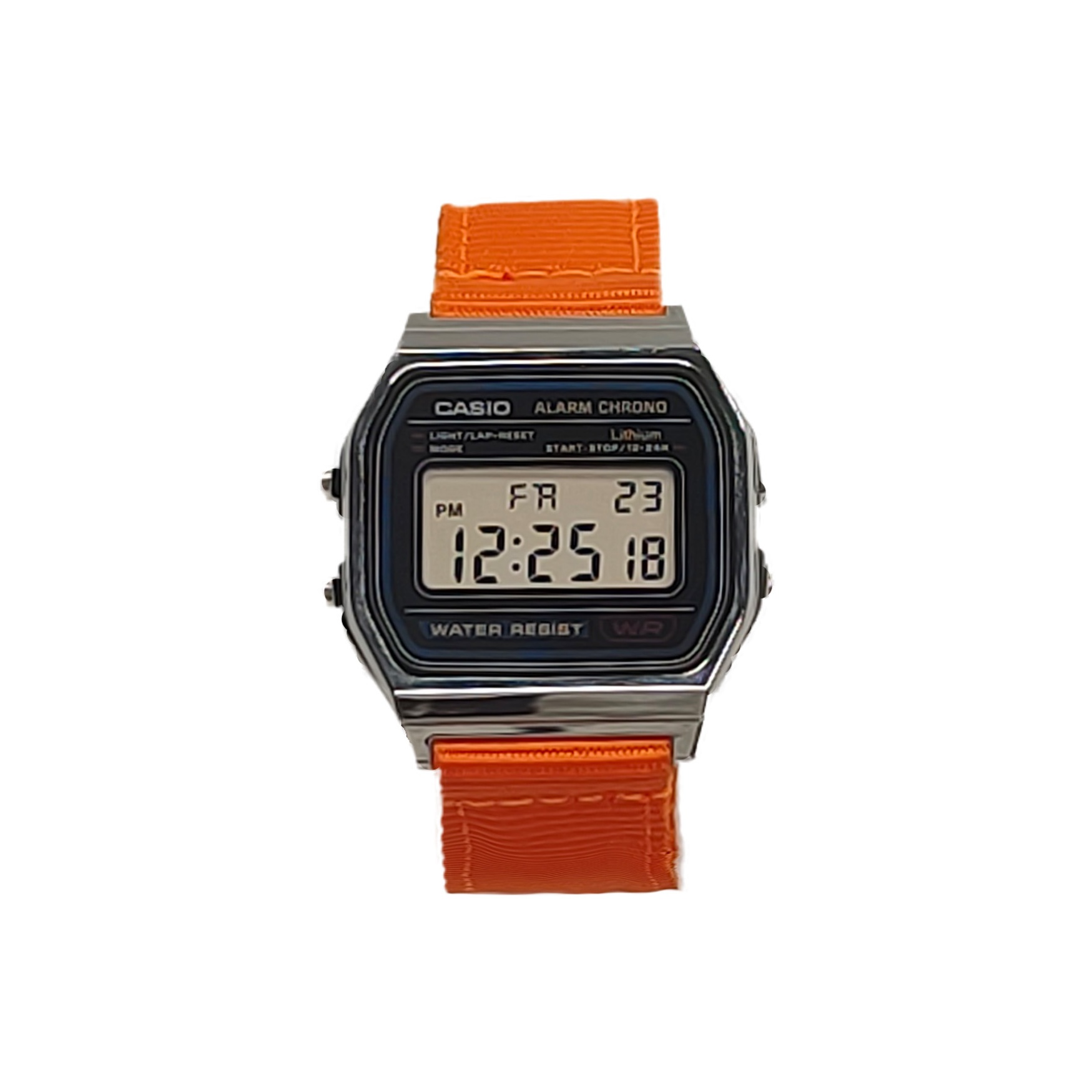 

CASIO Часы Unisex YOUTH Black Watch, Silver Small Block Nylon Orange