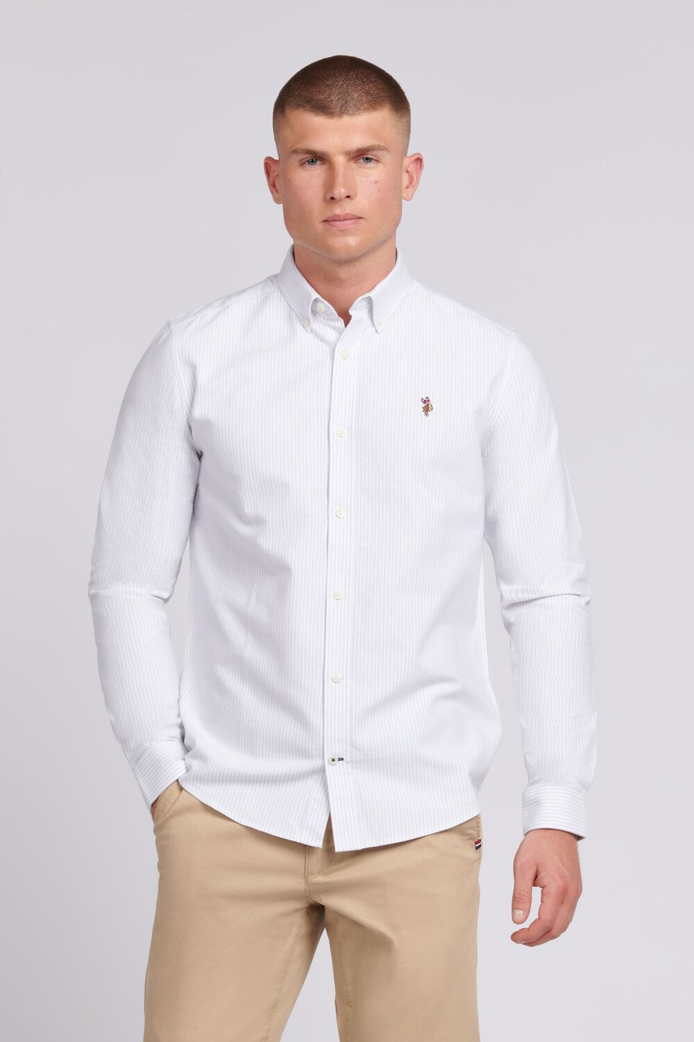 

Мужская рубашка в полоску оксфорд U.S. Polo Assn, белый