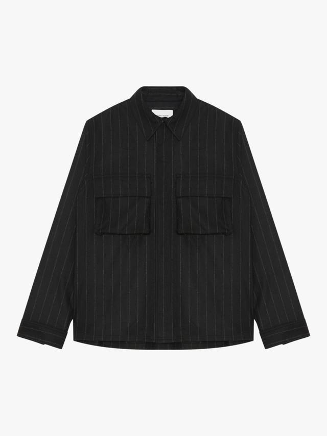 

Фабиан полоскатая рубашка из шерстяной смеси WOOD WOOD, 9009 Black Stripes