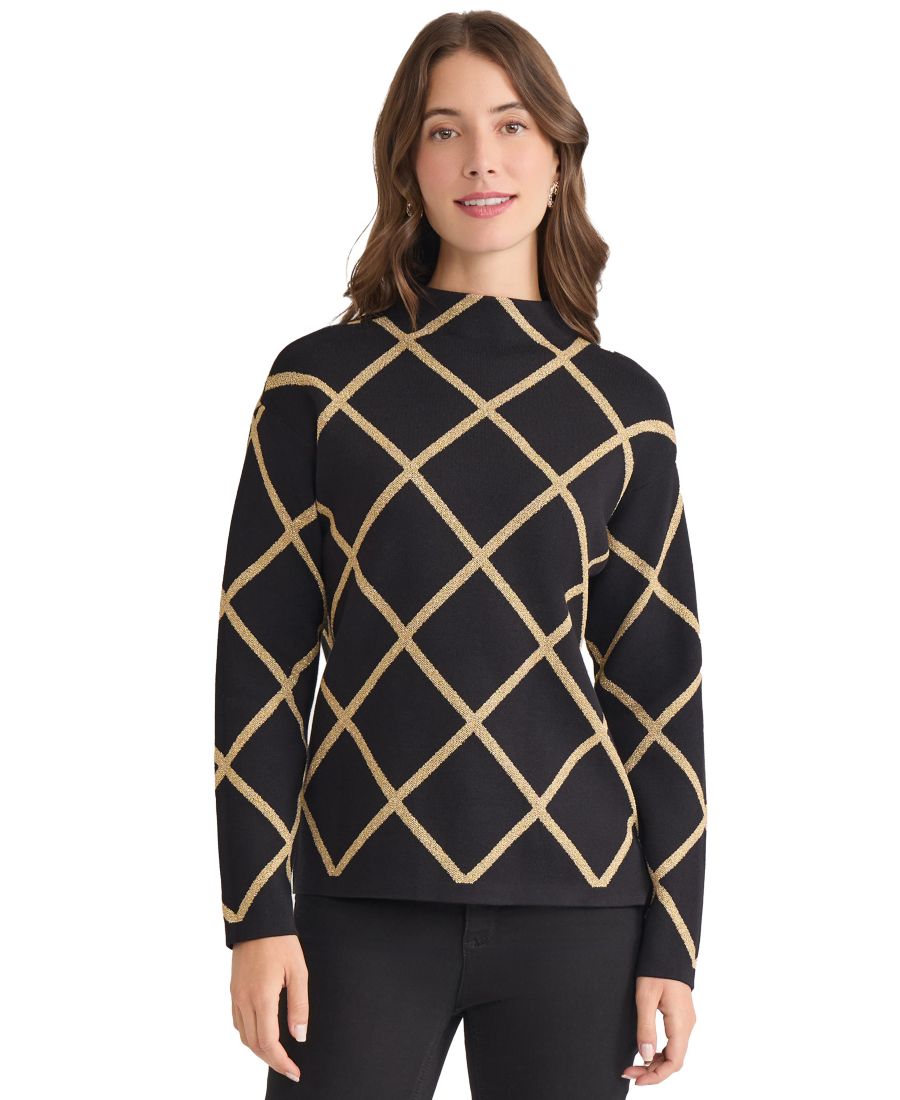 

Женский свитер с высоким воротником Jones New York, Jones Black With/Gold (Lurex)