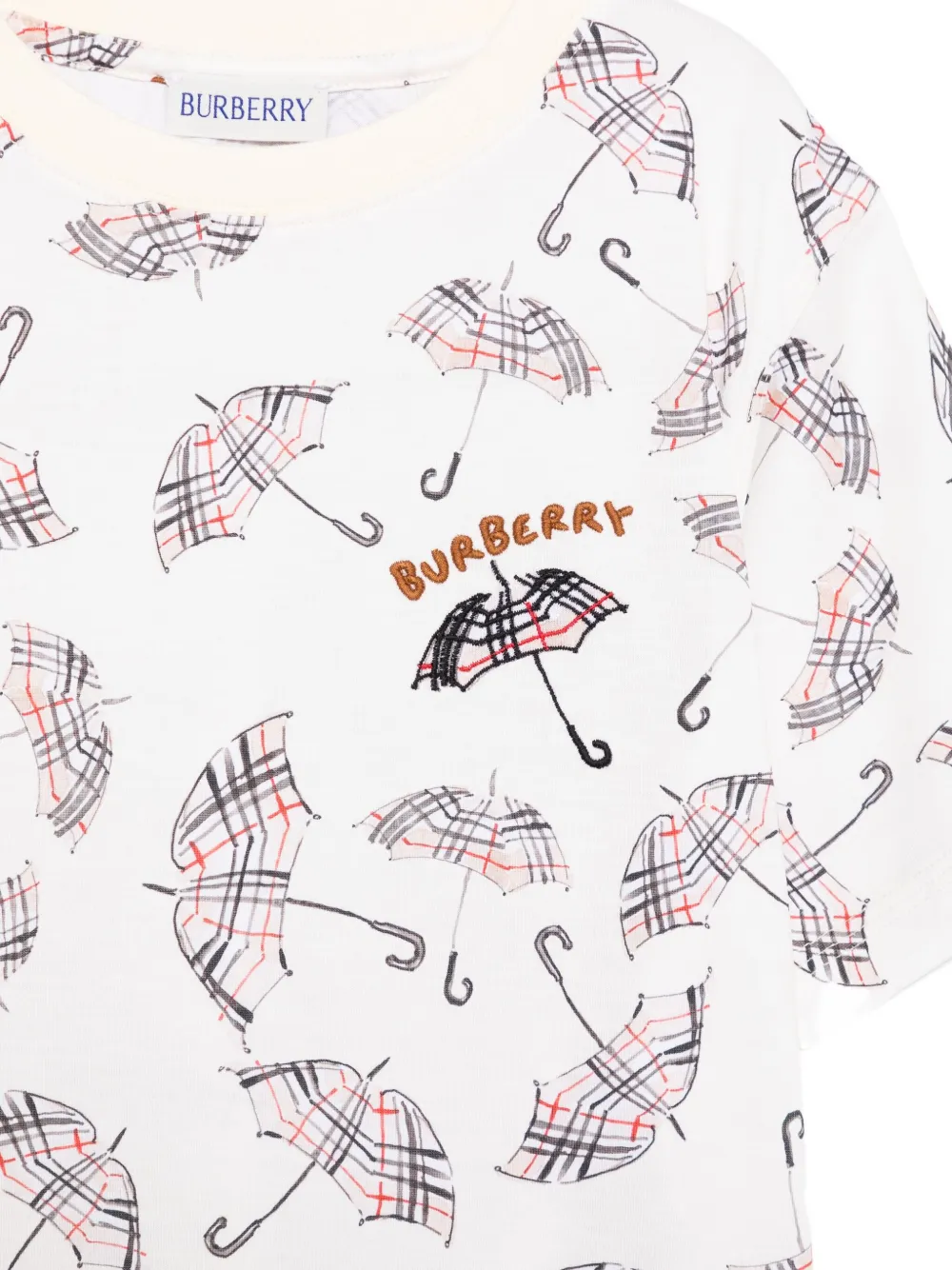 Футболка с принтом BURBERRY KIDS, нейтральный — фото 3