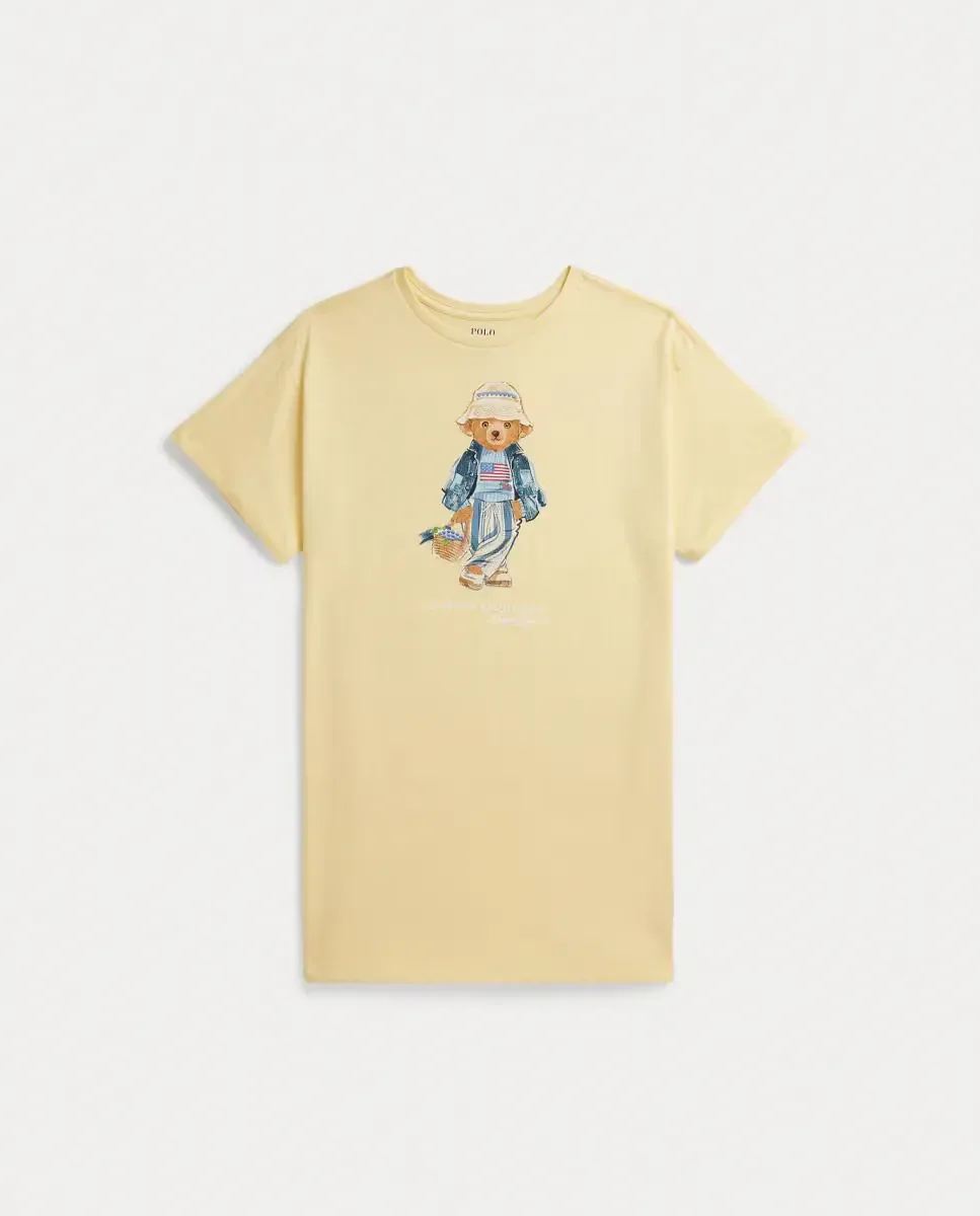Деткое хлопковое платье с Поло Медвежонком Polo Ralph Lauren, желтый