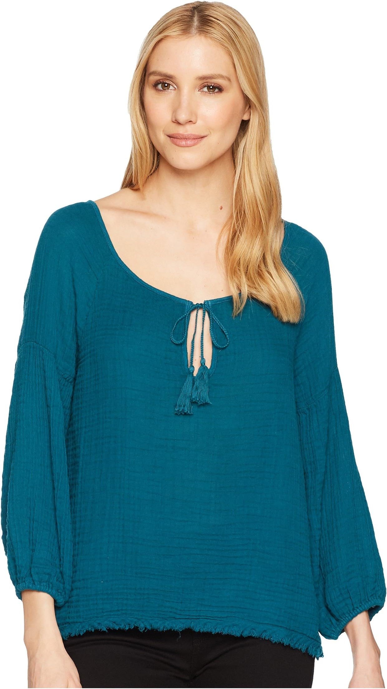 

Топ Three Dots Indra Gauze Peasant Top, цвет Pacific Blue