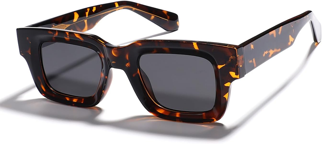 

Поляризованные квадратные солнцезащитные очки для женщин с защитой UV400, прямоугольные, винтажные, модель 2026, массивная толстая оправа ONLYZILLA, Tortoise With Grey Lenses