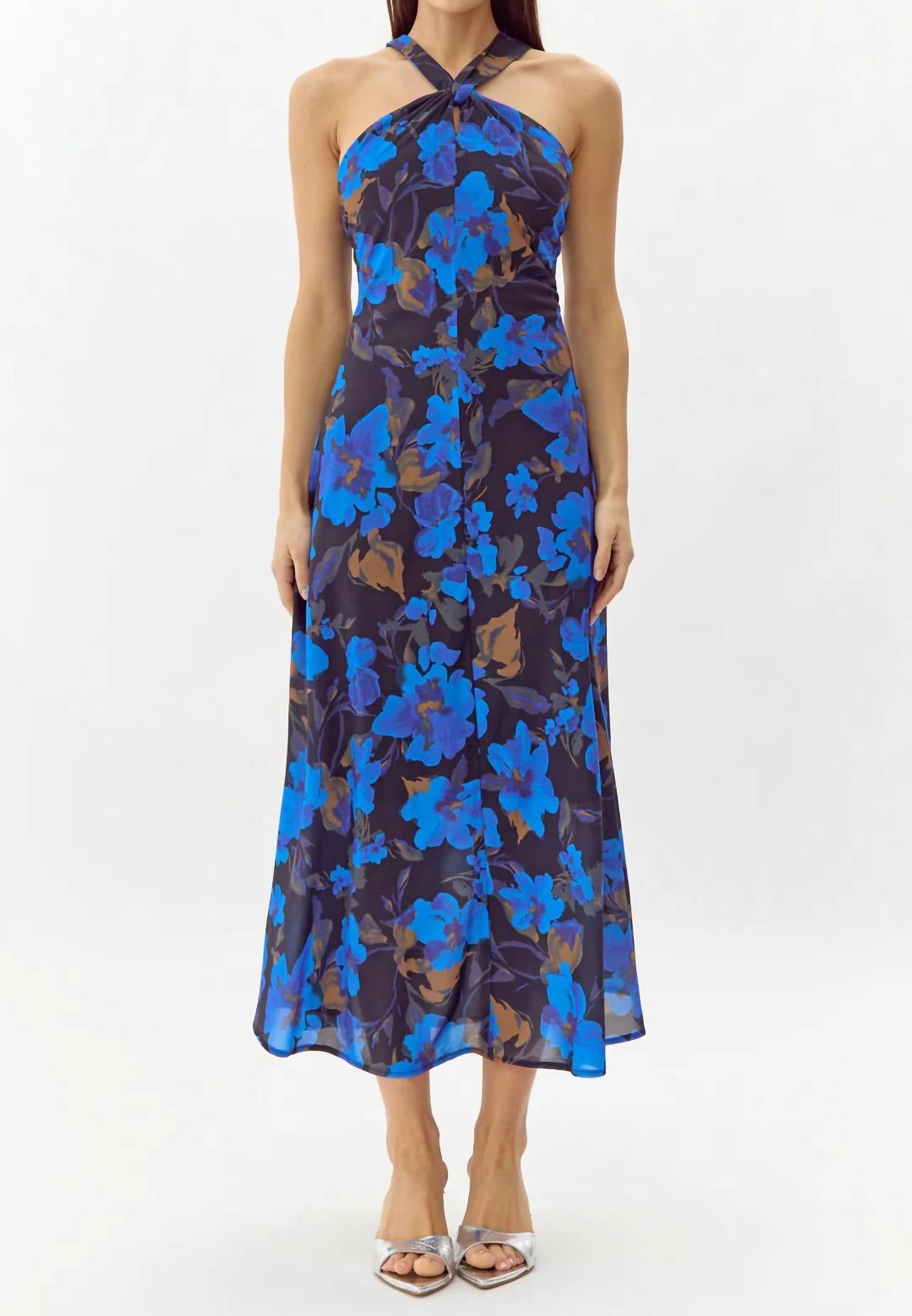 

Платье-миди Anastasia Floral Halter в цвете Electric Blue GREYLIN