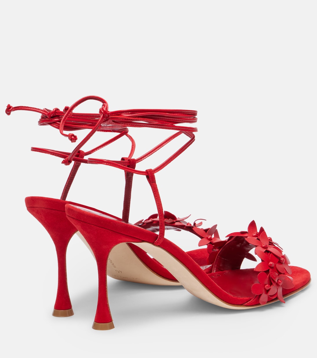 Сандалии Anista из кожи с цветочными аппликациями Manolo Blahnik, 6208 Bred — фото 2