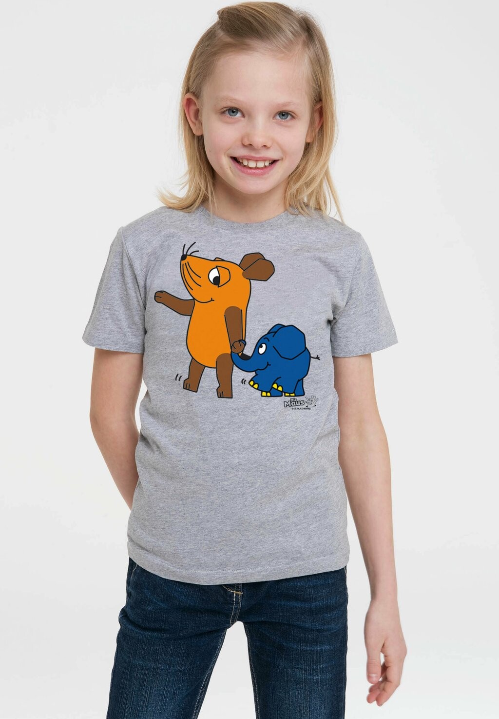 Футболка с принтом SENDUNG MIT DER MAUS ELEFANT LOGOSHIRT, цвет Mottled Grey — фото 4