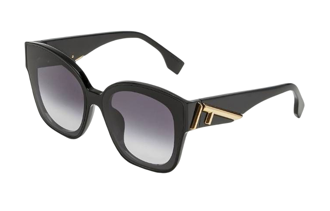 FENDI Пластиковая оправа квадратные солнцезащитные очки женские, Black — фото 3