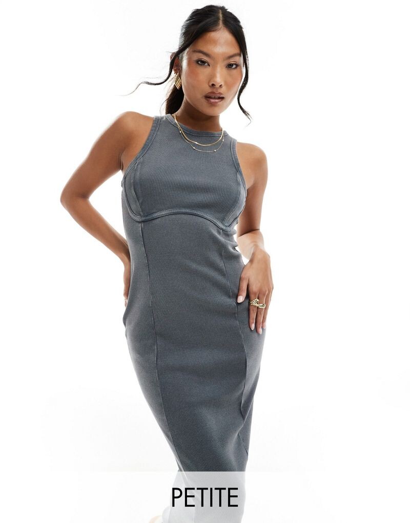 

Miss Selfridge Petite – корсетное платье-борцовка миди с графитовым эффектом