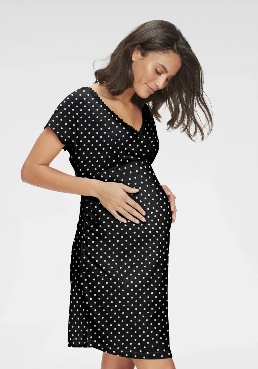 

Ночная рубашка для беременных LASCANA, с запахом, черный