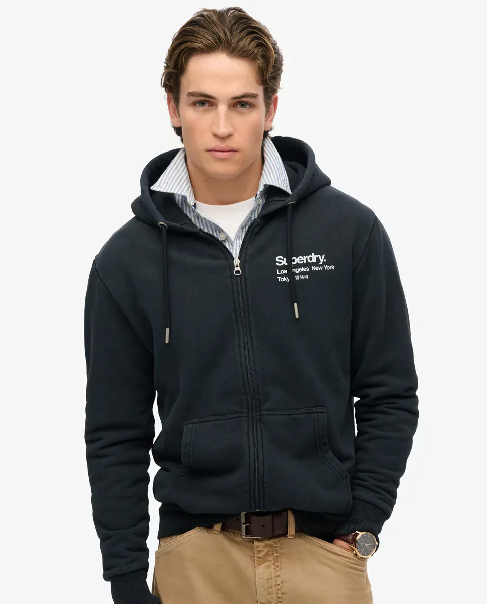 

Мужская толстовка на молнии с логотипом Core City Superdry, черный