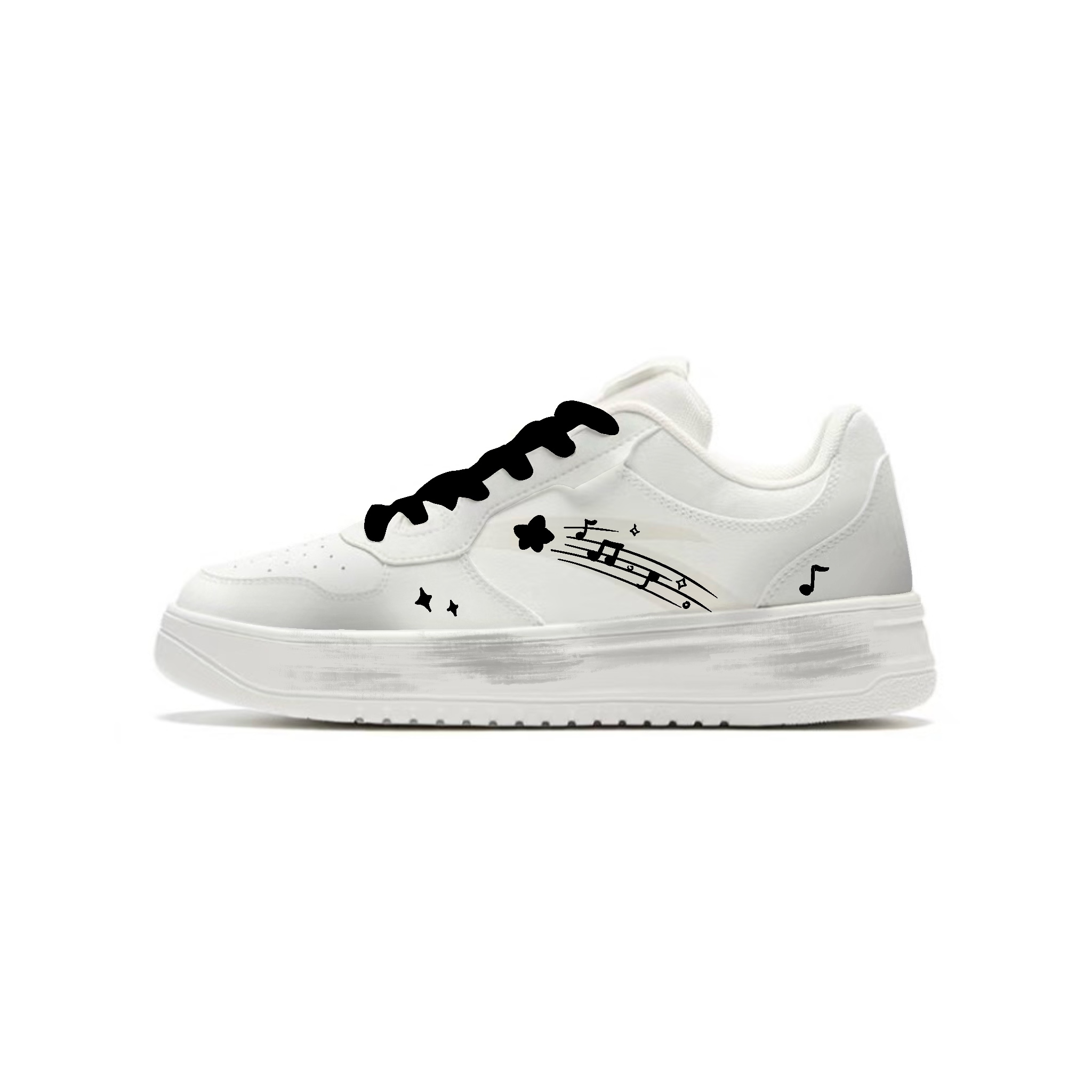 

ANTA Легкая темная ночная мелодия, освежающий кампусный стиль, милый, сладкий стиль, нишевые парные белые туфли Synthetic Leather