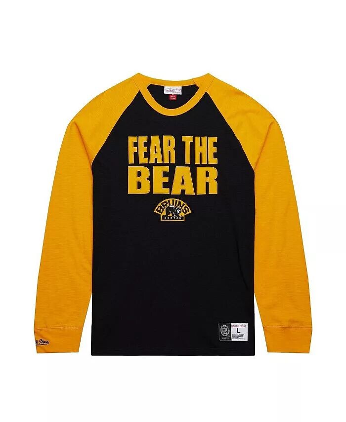

Мужская черная/золотая футболка Boston Bruins Legendary Slub Raglan с длинным рукавом Mitchell & Ness