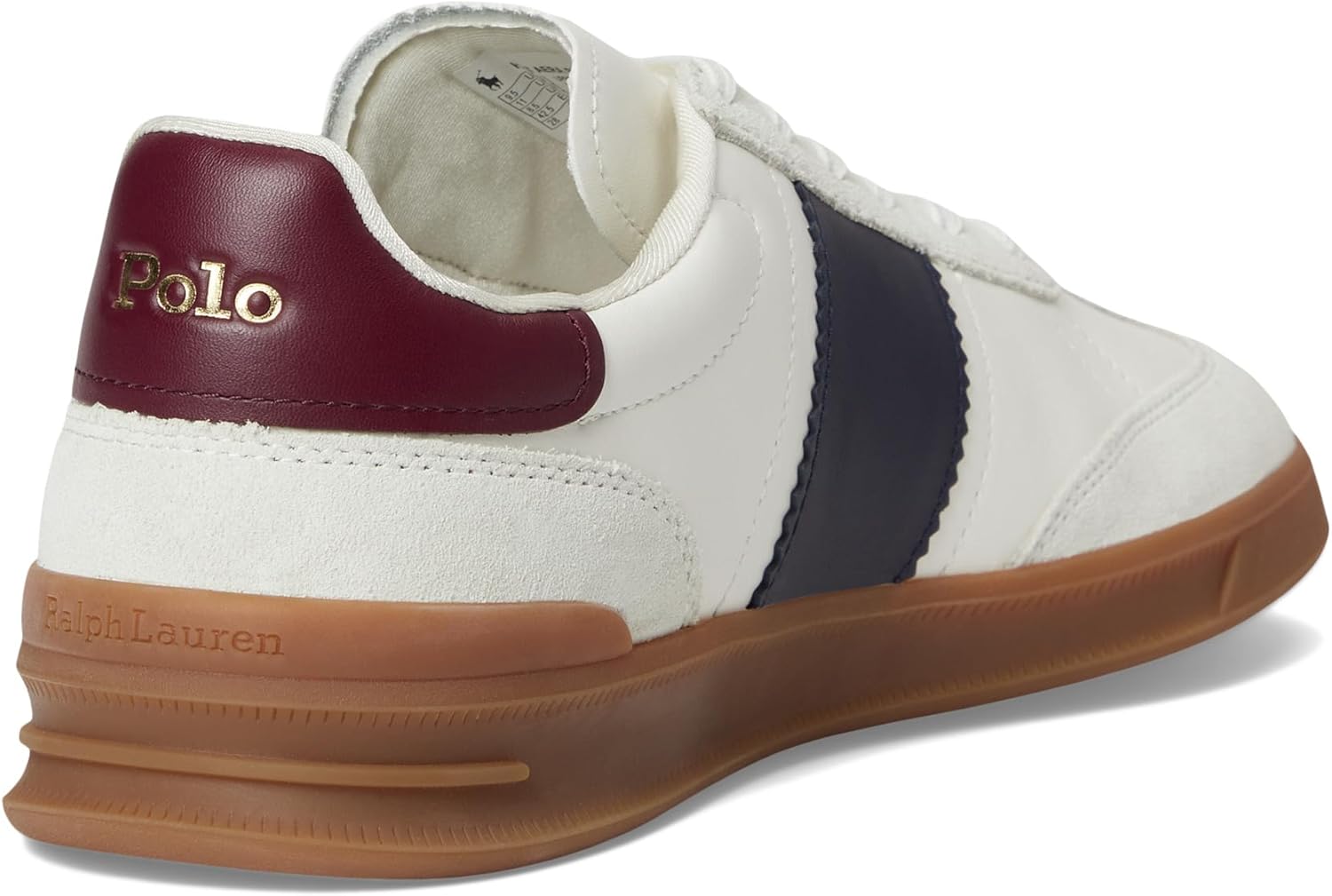 POLO RALPH LAUREN мужские кроссовки Heritage Aera из кожи и замши Bianco/Navy/Wine 1 12 Medium — фото 3