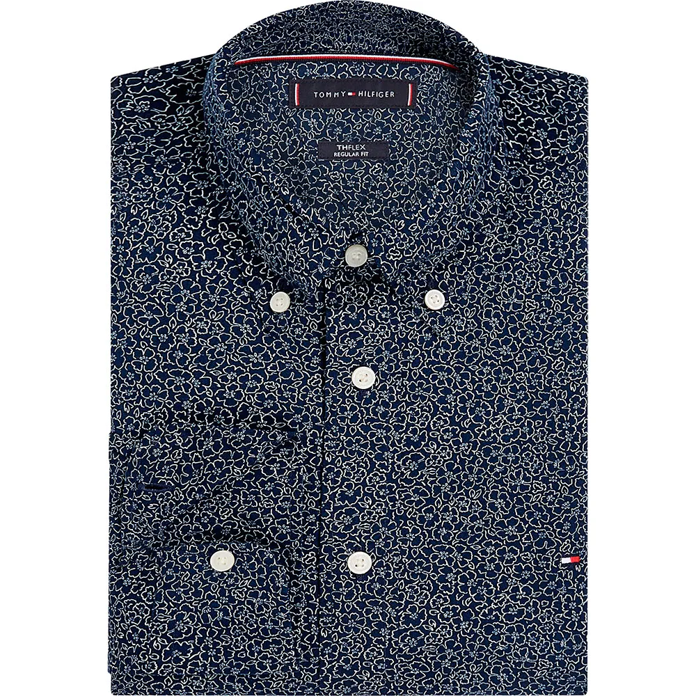 Рубашка Tommy Hilfiger Flex Poplin Liner Floral RF, синий — фото 3