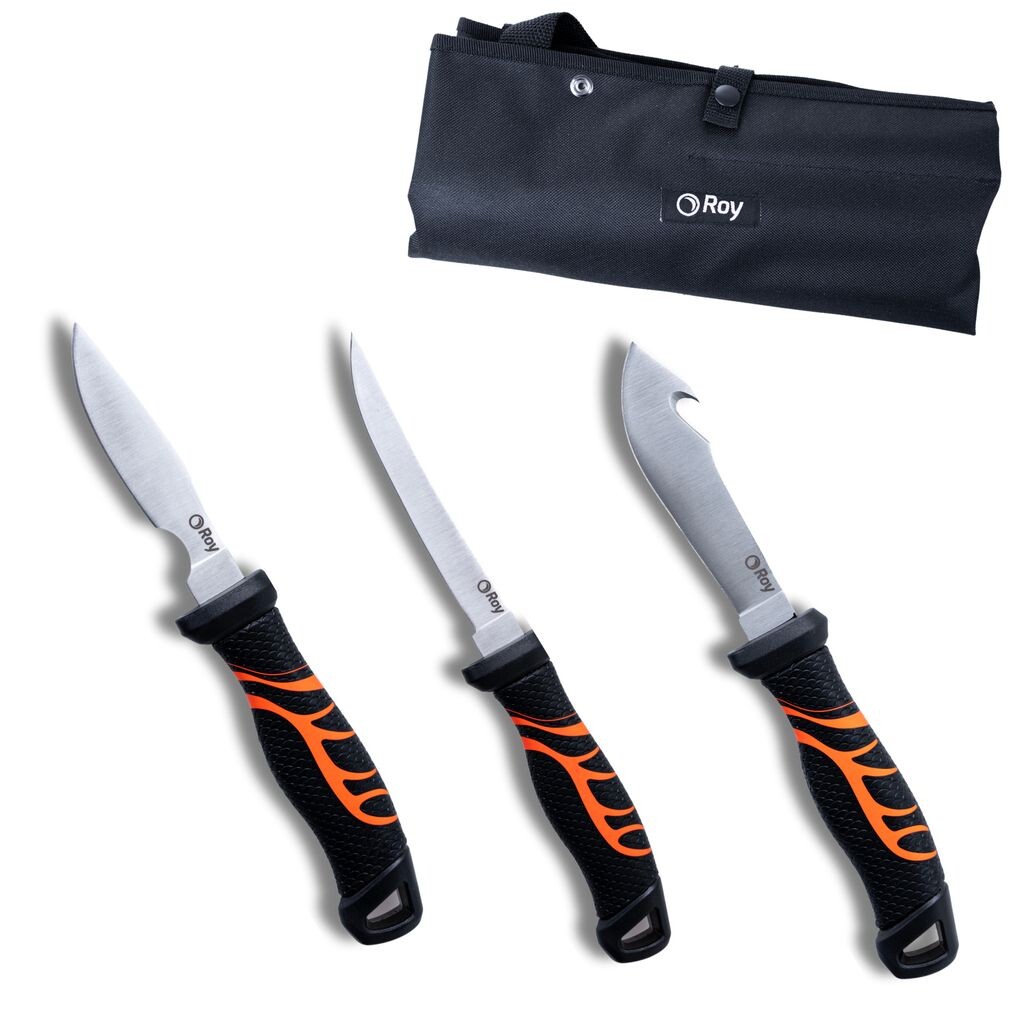 

Набор охотничьих ножей Roy Lux, набор из трех предметов для обработки дичи: нож для потрошения, нож для снятия шкур, нож для обвалки, набор прочных ножей для мяса