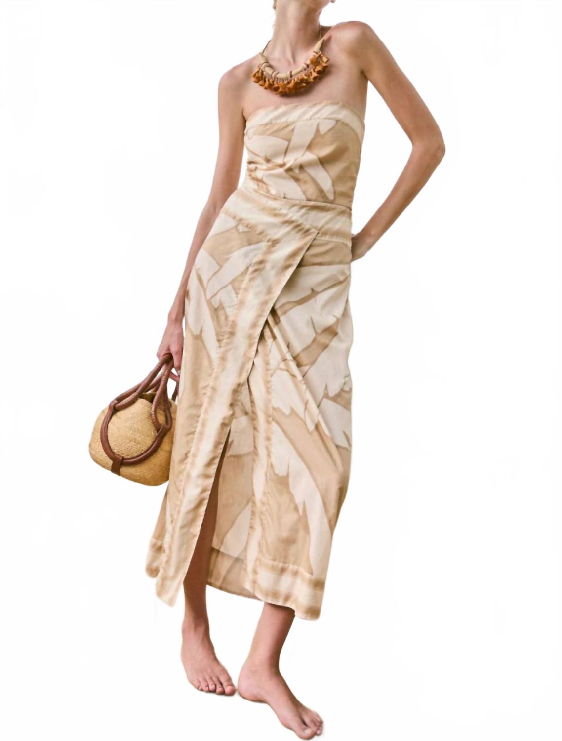 

Платье миди Palms Pontoon Afternoon длиной до щиколотки цвета песочного экрю Johanna Ortiz, бежевый