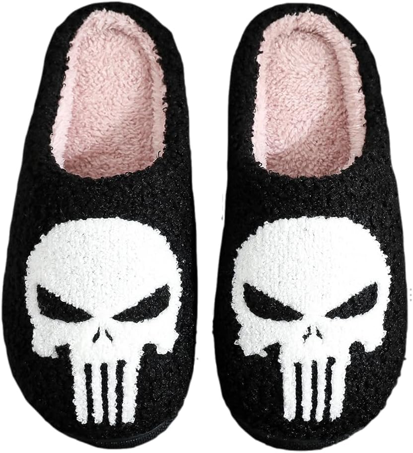 

Тапочки BEHEGTYE на Хэллоуин для женщин и мужчин, пушистые теплые осенне-зимние милые тапочки с тыквой, черепом и привидением, удобные домашние тапочки-слипы для дома и улицы, черный