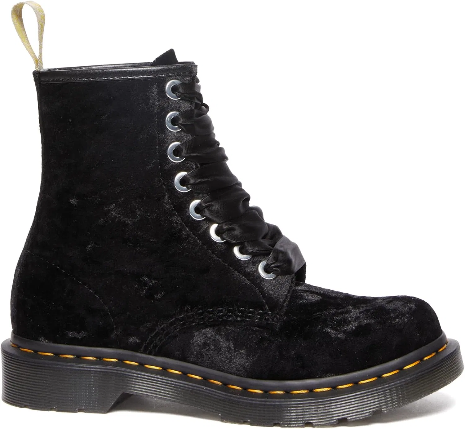 Женские веганские ботинки Dr. Martens 1460 из мятого бархата, черные — фото 4