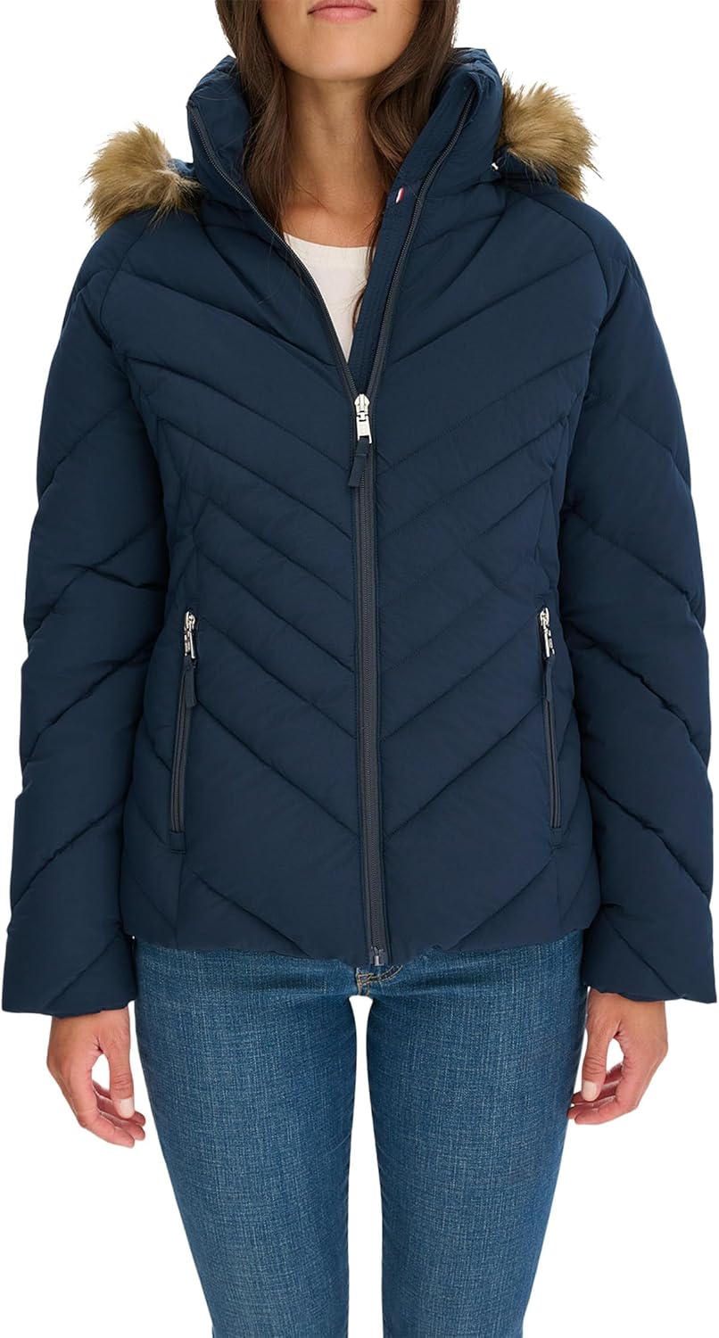 

Женская утяжеленная короткая стеганая куртка Tommy Hilfiger Essential, Navy Multi