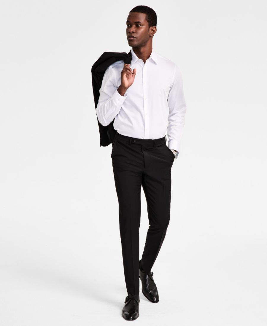 

Мужские брюки от костюма из шерстяной смеси, зауженного кроя Calvin Klein, Black