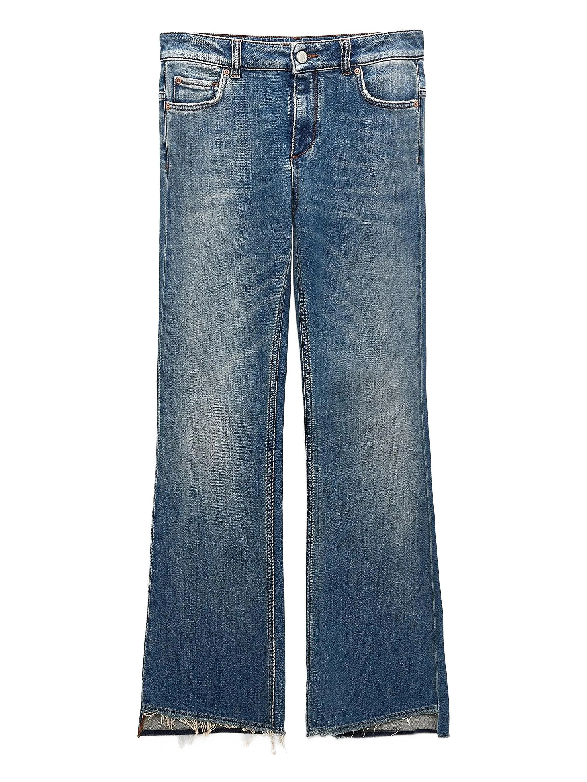 

Обожаю джинсы-клеш с потертым подолом Dorothee Schumacher, синий