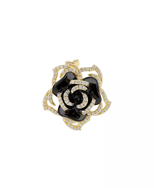 

Кольцо из латуни с покрытием из 18-каратного золота и черной эмали Heymaeve, gold