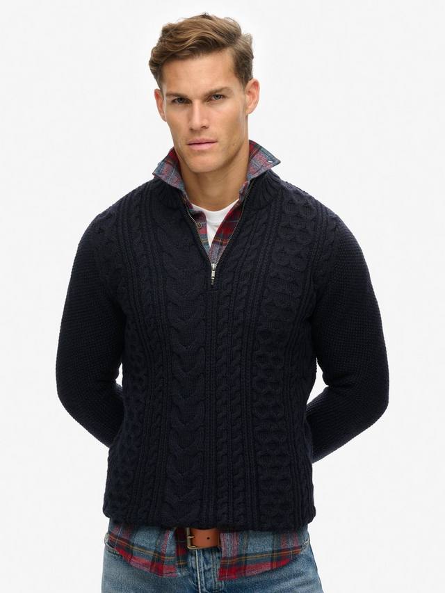 

Полузастегивающийся джемпер с косой вязкой Superdry