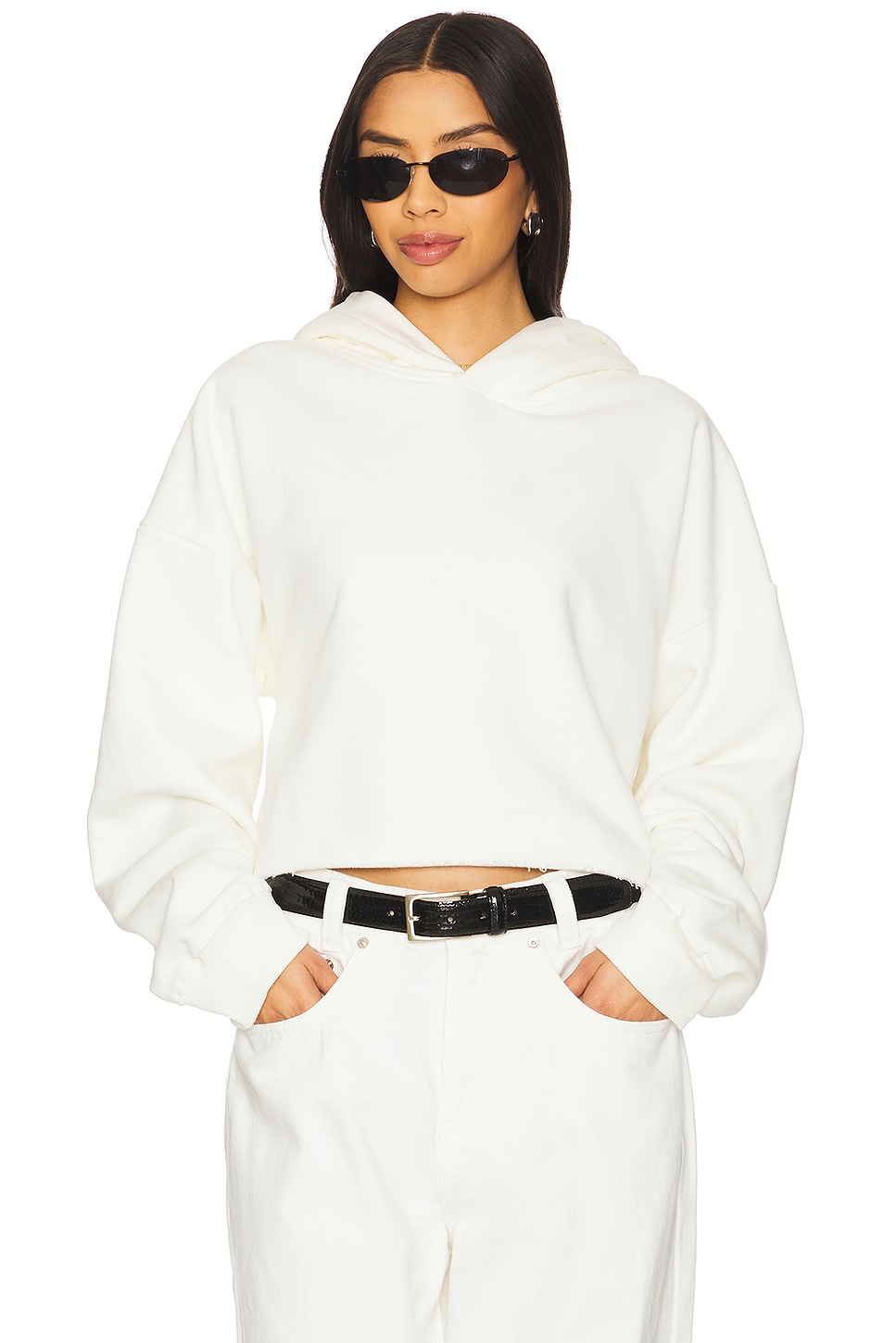

Хлопковая укороченная толстовка Lapointe, off white