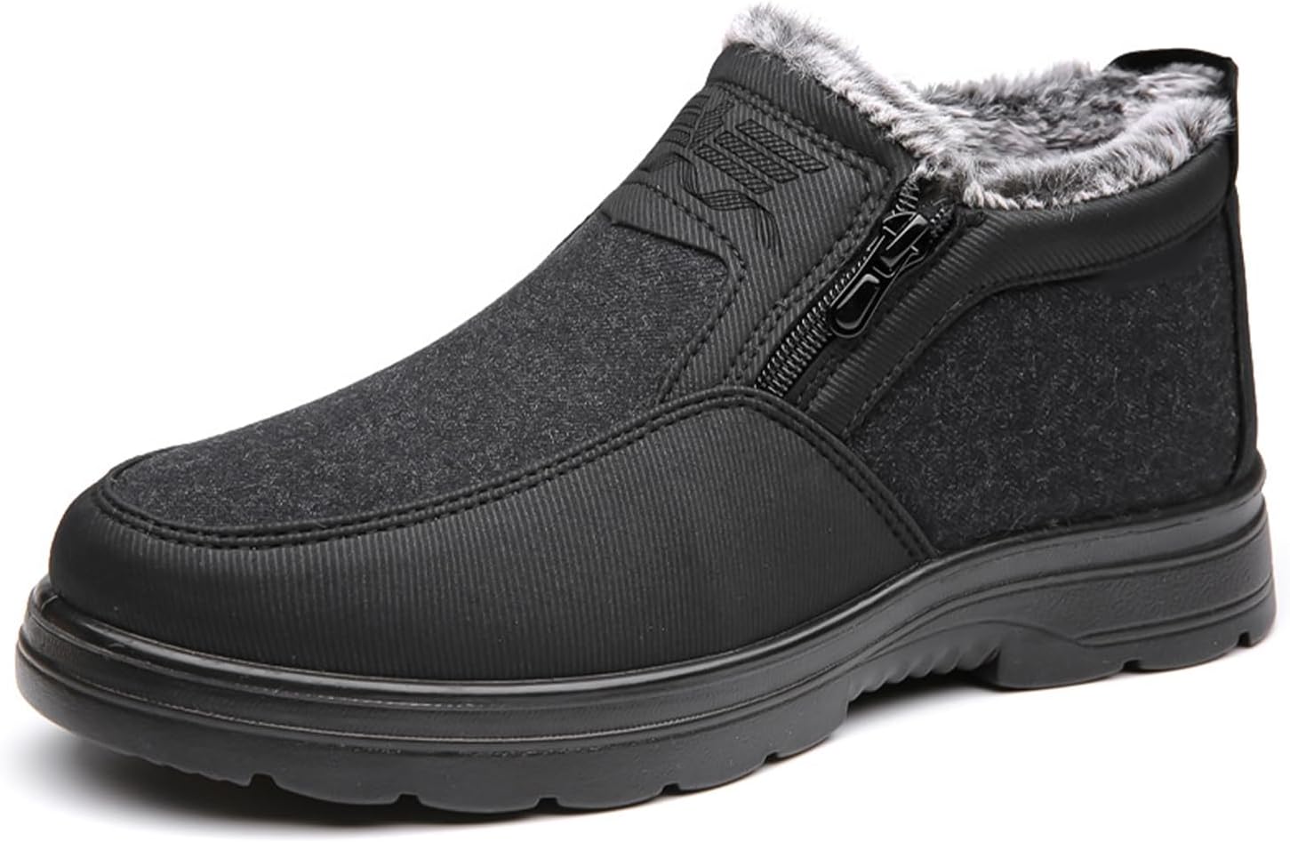 

Мужские ортопедические теплые ботинки, повседневные слипоны, зимние теплые мокасины для улицы, противоскользящие, удобные для пожилых, снежные ботинки Generic, черный