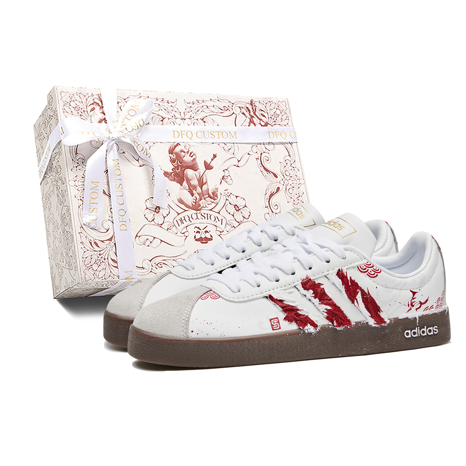 

Adidas Neo Vl Court Classic Red Horse Trotting On Clouds, коробка, лошадиный год, устойчивые к истиранию низкие кеды для скейтбординга