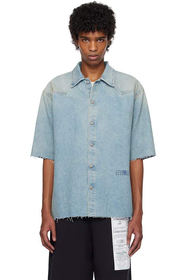 

Джинсовая рубашка с коротким рукавом Mm6 Maison Margiela, синий