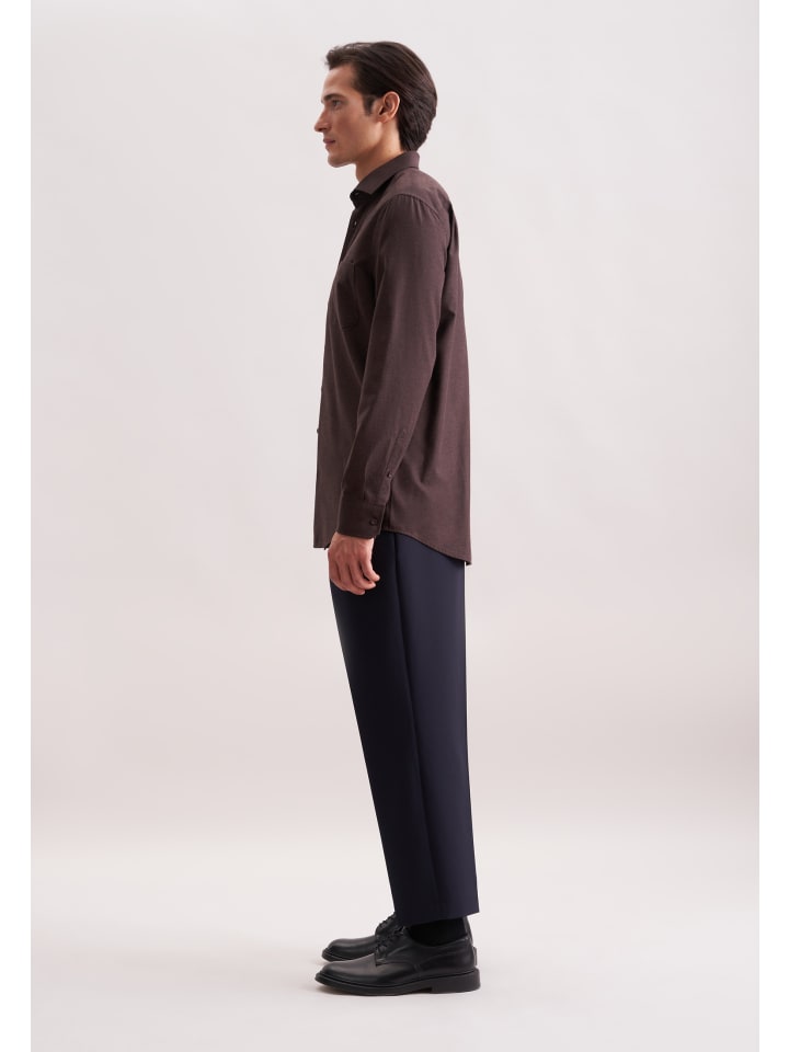 

Фланелевая рубашка обычного размера коричневого цвета Seidensticker