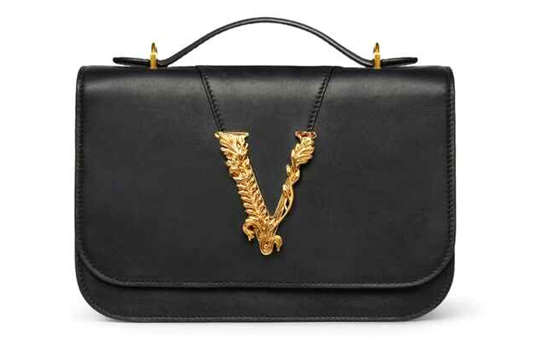 

VERSACE Виртус Кожаная сумка через плечо женская черная