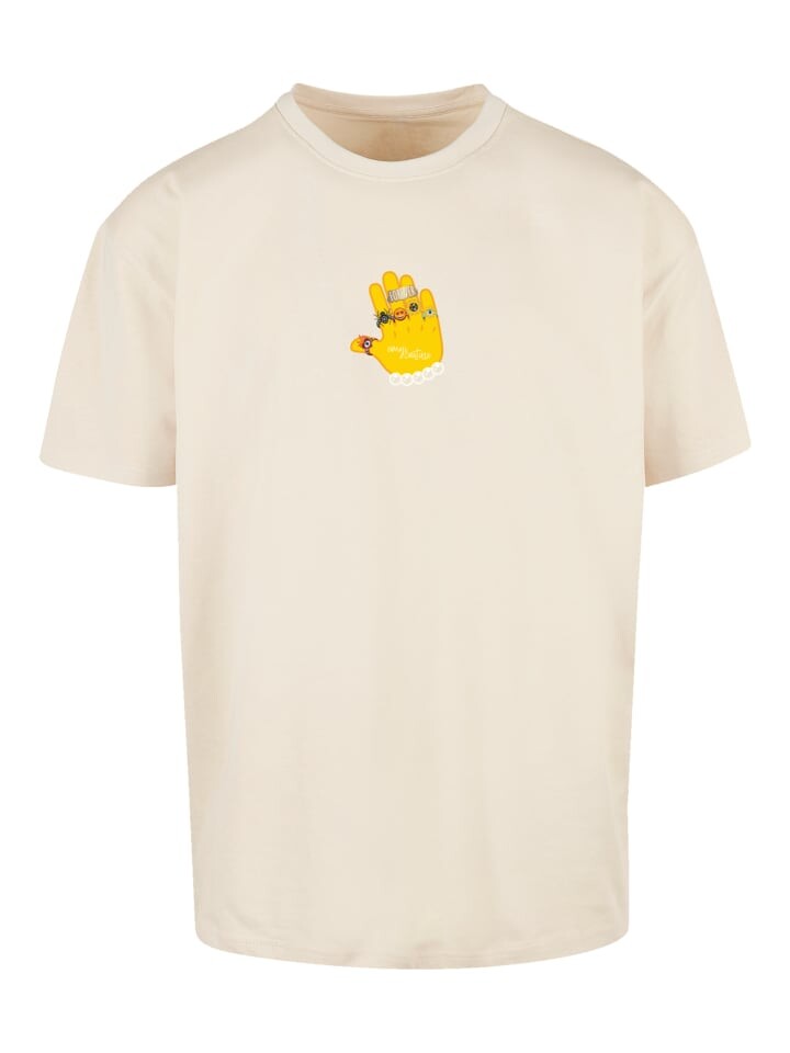 

Футболка emoji couture Heavy Oversize T-Shirt yellow hand mixed jewelry icons, песочный