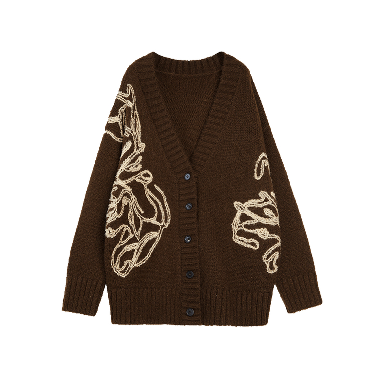 

Кардиган женский V-образный вырез умеренной длины ELLE, темно-коричневый