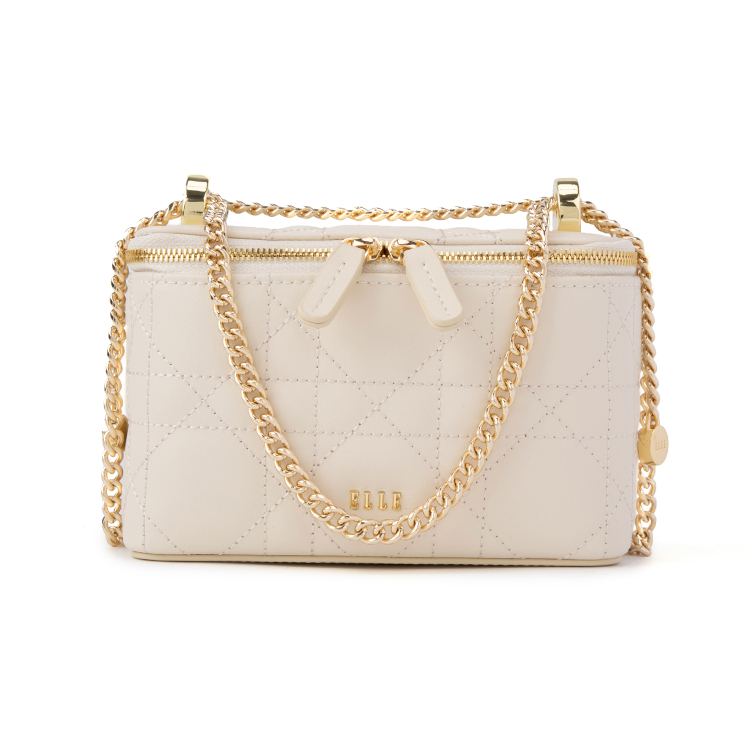 

ELLE Кожаная сумка-бокс из коровьей кожи, женская наплечная сумка Regular, черно-белая