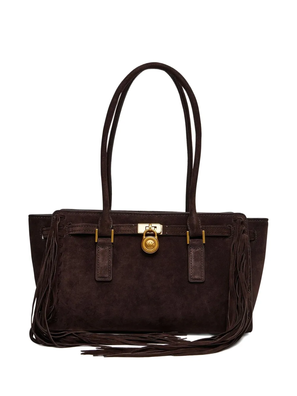 

Маленькая замшевая сумка Hamilton Moderne на плечо с бахромой MICHAEL KORS, коричневый