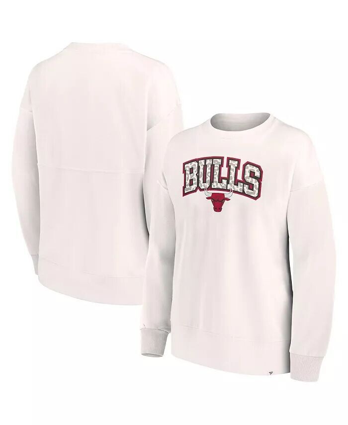 

Женский белый пуловер с леопардовым принтом Chicago Bulls в тон Fanatics