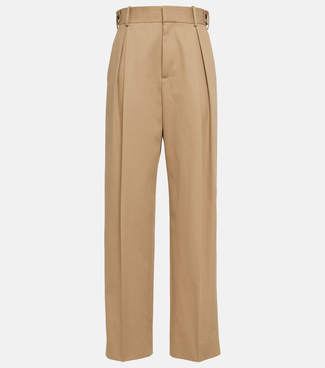 

Хлопковые брюки-чинос зауженные High-rise Bottega Veneta, Desert Taupe
