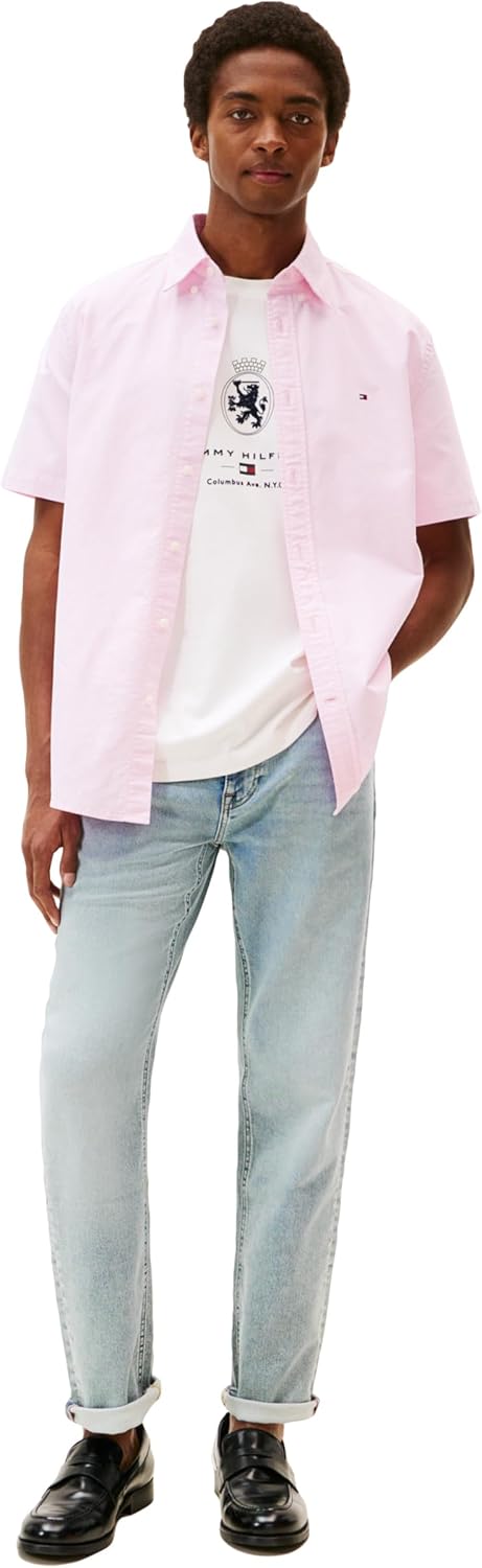 Рубашки оксфорды Tommy Hilfiger Men's с коротким рукавом, классический крой, мужские рубашки на пуговицах, Rose Petal — фото 3