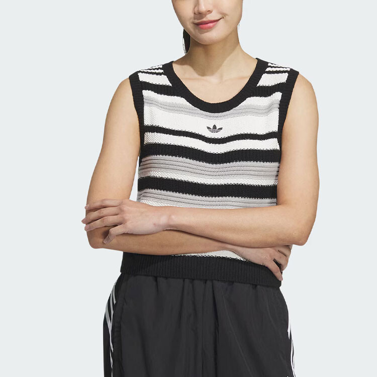 Жилетка Adidas Summer Knit Striped Tank Top, черный — фото 2