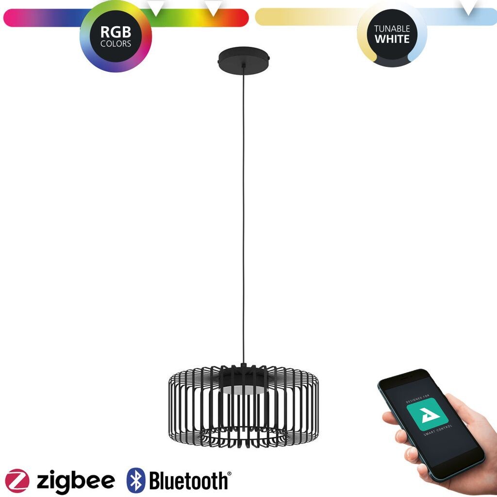 

Подвесной светильник GINESTRON-Z стальной черный LED 22Вт 2700-6500K Высота:110см Ø45см с диммированием и функцией Connect-Z EGLO